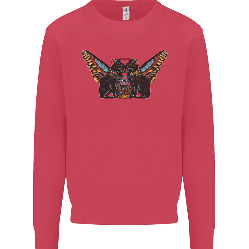 Ancient Egypt Winged Cats Eye of Horus Kids Sweatshirt Jumper Heliconia