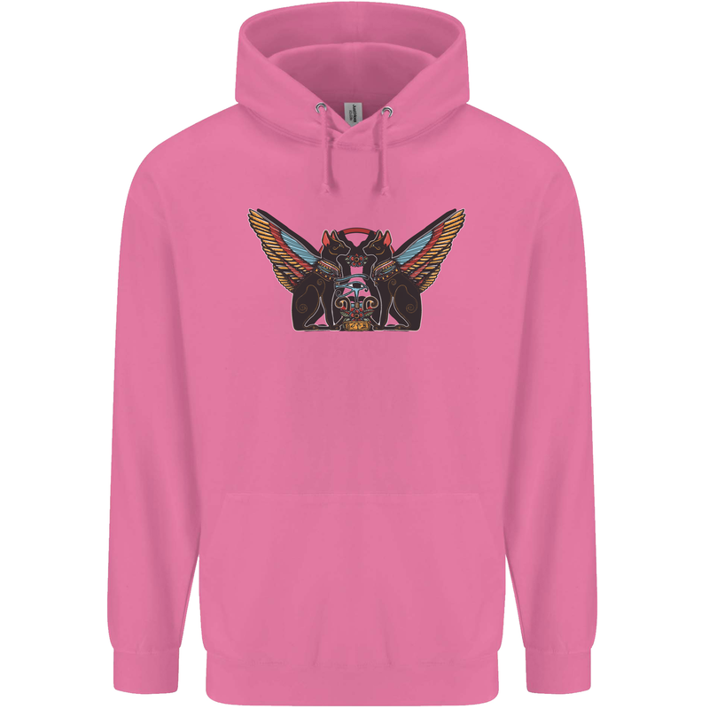 Ancient Egypt Winged Cats Eye of Horus Mens 80% Cotton Hoodie Azelea