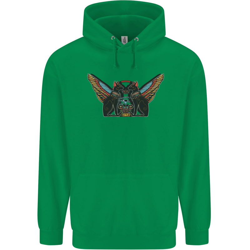 Ancient Egypt Winged Cats Eye of Horus Mens 80% Cotton Hoodie Irish Green