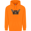 Ancient Egypt Winged Cats Eye of Horus Mens 80% Cotton Hoodie Orange