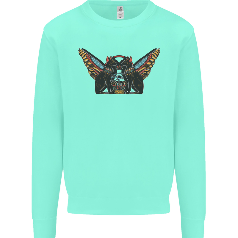 Ancient Egypt Winged Cats Eye of Horus Mens Sweatshirt Jumper Peppermint