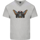 Ancient Egypt Winged Cats Eye of Horus Mens V-Neck Cotton T-Shirt Sports Grey