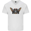 Ancient Egypt Winged Cats Eye of Horus Mens V-Neck Cotton T-Shirt White