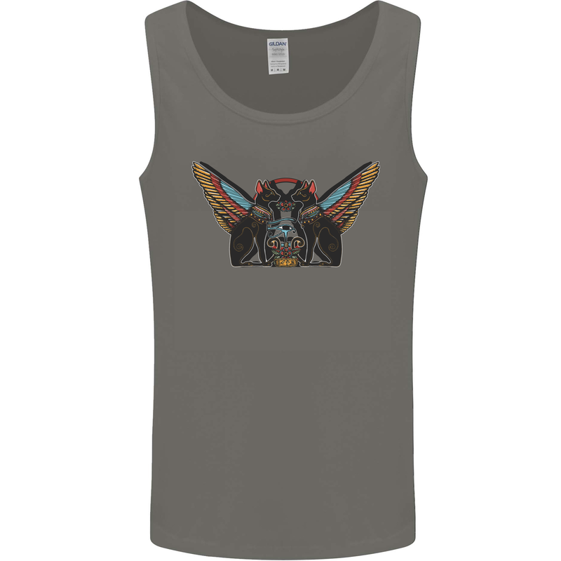 Ancient Egypt Winged Cats Eye of Horus Mens Vest Tank Top Charcoal