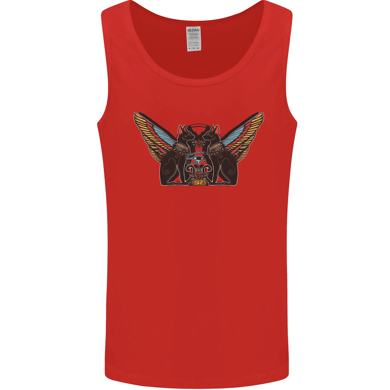 Ancient Egypt Winged Cats Eye of Horus Mens Vest Tank Top Red