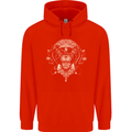 Ancient Mayan Aztec Tiger Art Tattoo Tribal Childrens Kids Hoodie Bright Red