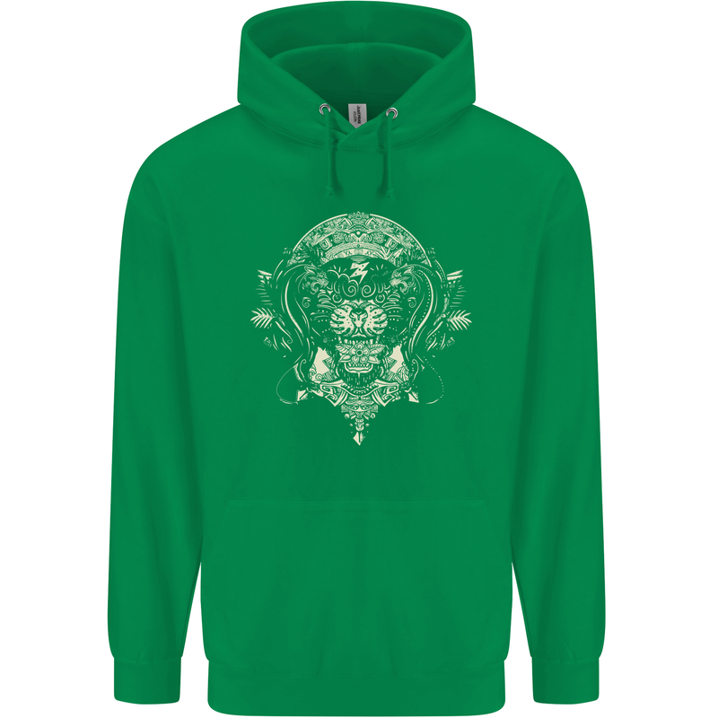 Ancient Mayan Aztec Tiger Art Tattoo Tribal Childrens Kids Hoodie Irish Green