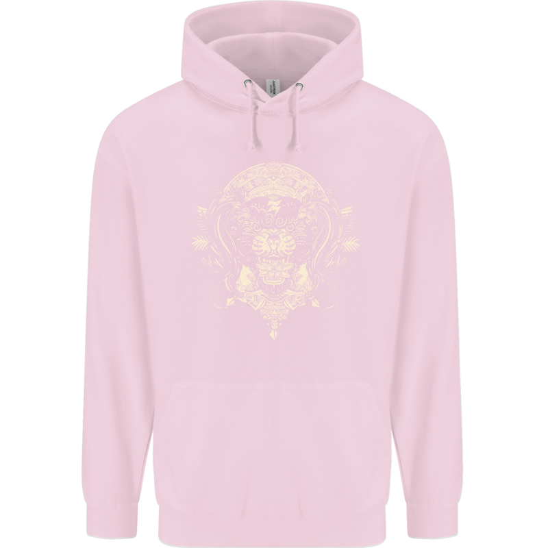Ancient Mayan Aztec Tiger Art Tattoo Tribal Childrens Kids Hoodie Light Pink