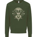 Ancient Mayan Aztec Tiger Art Tattoo Tribal Kids Sweatshirt Jumper Forest Green