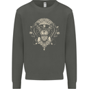 Ancient Mayan Aztec Tiger Art Tattoo Tribal Kids Sweatshirt Jumper Storm Grey
