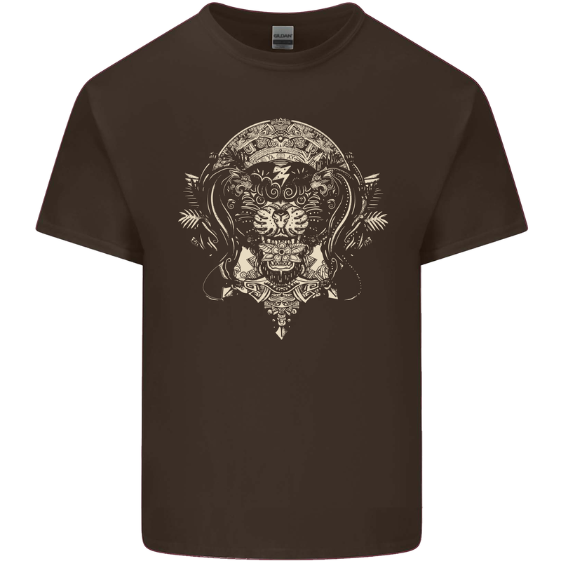 Ancient Mayan Aztec Tiger Art Tattoo Tribal Kids T-Shirt Childrens Chocolate