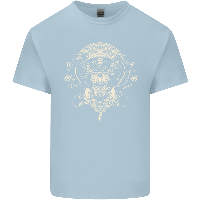 Ancient Mayan Aztec Tiger Art Tattoo Tribal Kids T-Shirt Childrens Light Blue