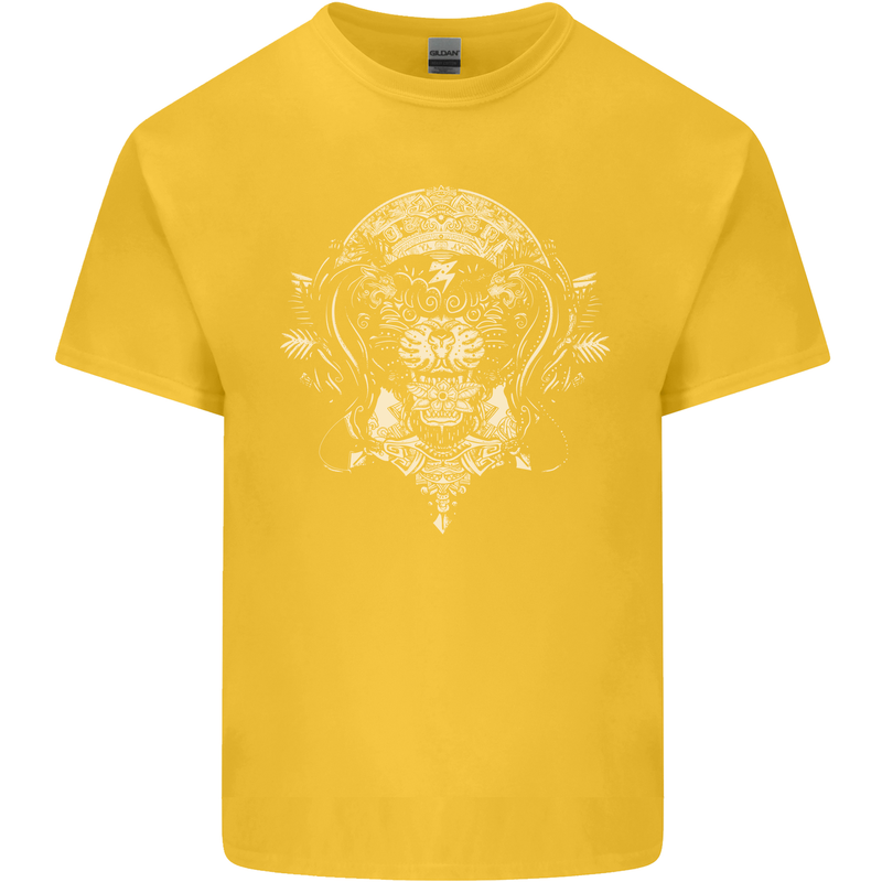 Ancient Mayan Aztec Tiger Art Tattoo Tribal Kids T-Shirt Childrens Yellow