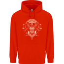 Ancient Mayan Aztec Tiger Art Tattoo Tribal Mens 80% Cotton Hoodie Bright Red