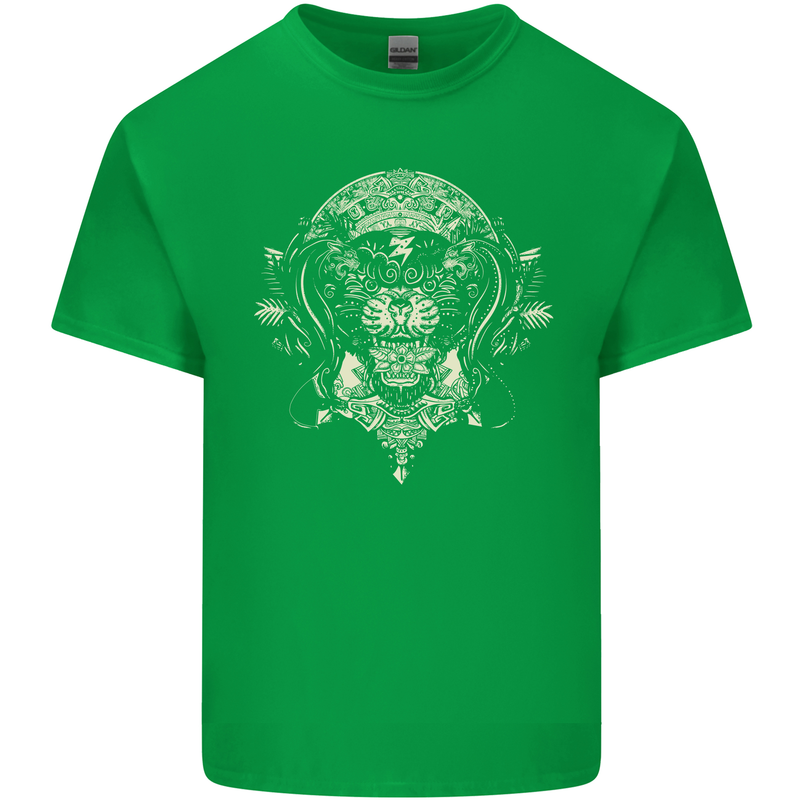 Ancient Mayan Aztec Tiger Art Tattoo Tribal Mens Cotton T-Shirt Tee Top Irish Green