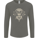 Ancient Mayan Aztec Tiger Art Tattoo Tribal Mens Long Sleeve T-Shirt Charcoal
