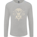 Ancient Mayan Aztec Tiger Art Tattoo Tribal Mens Long Sleeve T-Shirt Sports Grey