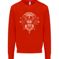Ancient Mayan Aztec Tiger Art Tattoo Tribal Mens Sweatshirt Jumper Bright Red