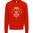 Ancient Mayan Aztec Tiger Art Tattoo Tribal Mens Sweatshirt Jumper Bright Red