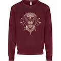Ancient Mayan Aztec Tiger Art Tattoo Tribal Mens Sweatshirt Jumper Maroon