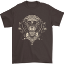 Ancient Mayan Aztec Tiger Art Tattoo Tribal Mens T-Shirt Cotton Gildan Dark Chocolate