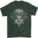 Ancient Mayan Aztec Tiger Art Tattoo Tribal Mens T-Shirt Cotton Gildan Forest Green