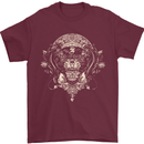 Ancient Mayan Aztec Tiger Art Tattoo Tribal Mens T-Shirt Cotton Gildan Maroon
