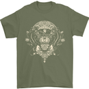 Ancient Mayan Aztec Tiger Art Tattoo Tribal Mens T-Shirt Cotton Gildan Military Green