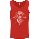 Ancient Mayan Aztec Tiger Art Tattoo Tribal Mens Vest Tank Top Red