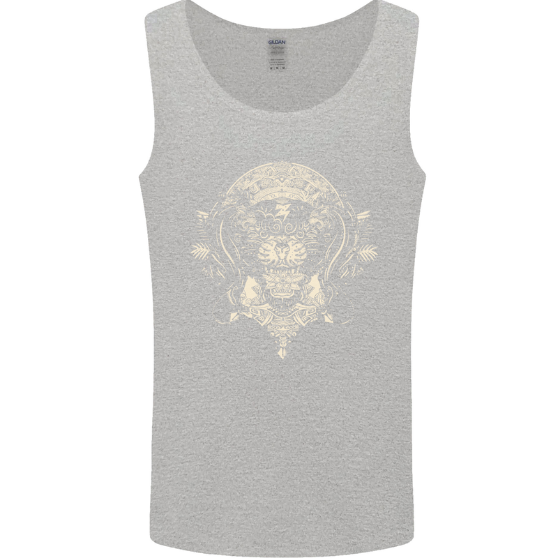 Ancient Mayan Aztec Tiger Art Tattoo Tribal Mens Vest Tank Top Sports Grey