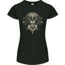 Ancient Mayan Aztec Tiger Art Tattoo Tribal Womens Petite Cut T-Shirt Black