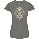 Ancient Mayan Aztec Tiger Art Tattoo Tribal Womens Petite Cut T-Shirt Charcoal