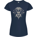 Ancient Mayan Aztec Tiger Art Tattoo Tribal Womens Petite Cut T-Shirt Navy Blue