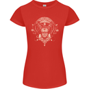 Ancient Mayan Aztec Tiger Art Tattoo Tribal Womens Petite Cut T-Shirt Red