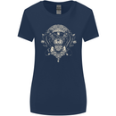 Ancient Mayan Aztec Tiger Art Tattoo Tribal Womens Wider Cut T-Shirt Navy Blue