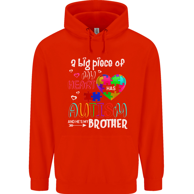 And He's My Brother Autistic Autism ASD Childrens Kids Hoodie Bright Red