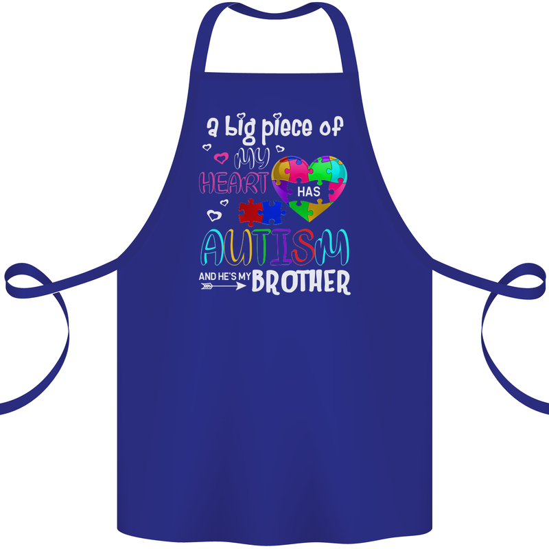 And He's My Brother Autistic Autism ASD Cotton Apron 100% Organic Royal Blue