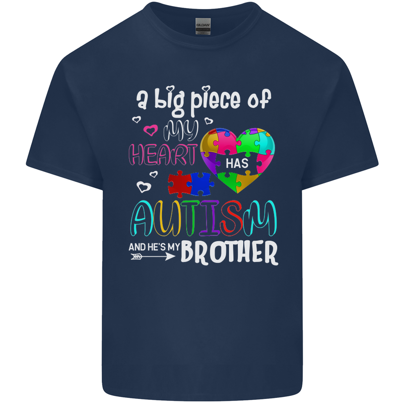 And He's My Brother Autistic Autism ASD Kids T-Shirt Childrens Navy Blue