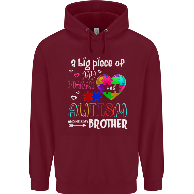 And He's My Brother Autistic Autism ASD Mens 80% Cotton Hoodie Maroon