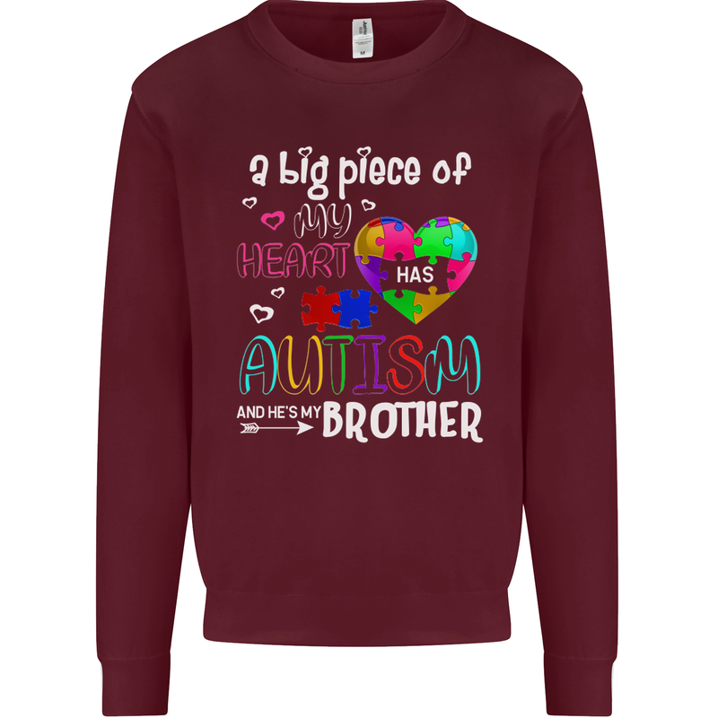 And He's My Brother Autistic Autism ASD Mens Sweatshirt Jumper Maroon