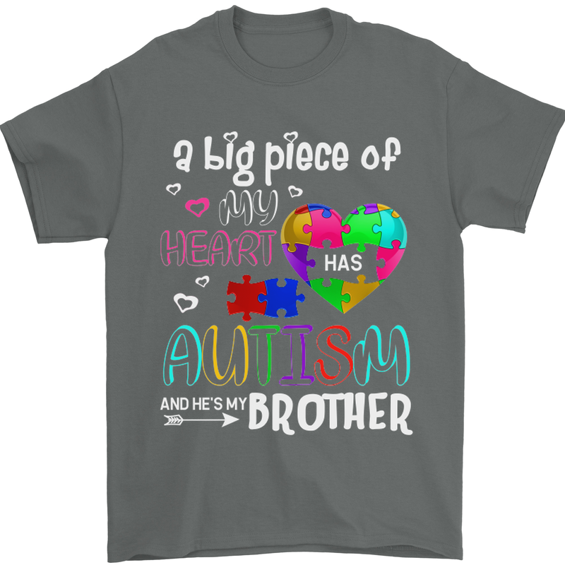 And He's My Brother Autistic Autism ASD Mens T-Shirt Cotton Gildan Charcoal