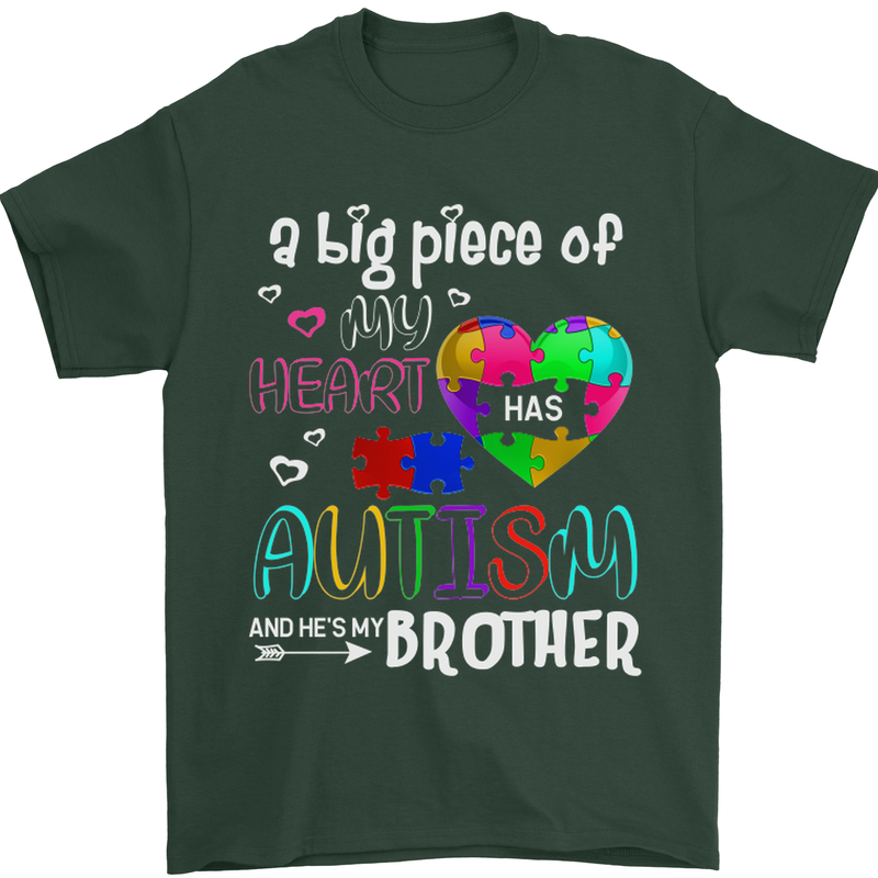 And He's My Brother Autistic Autism ASD Mens T-Shirt Cotton Gildan Forest Green
