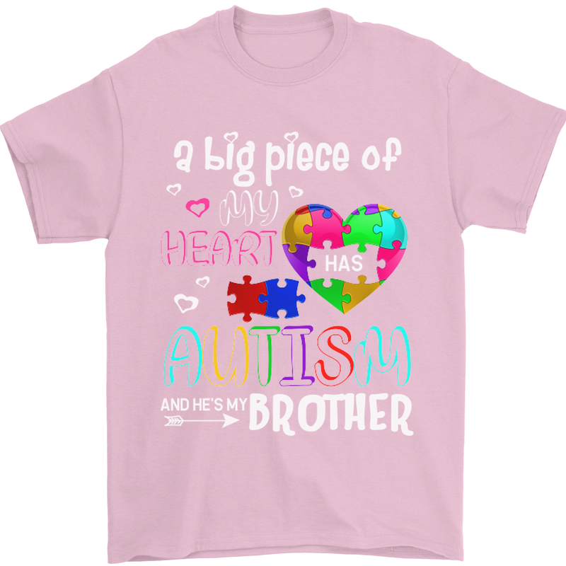 And He's My Brother Autistic Autism ASD Mens T-Shirt Cotton Gildan Light Pink