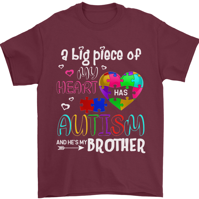 And He's My Brother Autistic Autism ASD Mens T-Shirt Cotton Gildan Maroon
