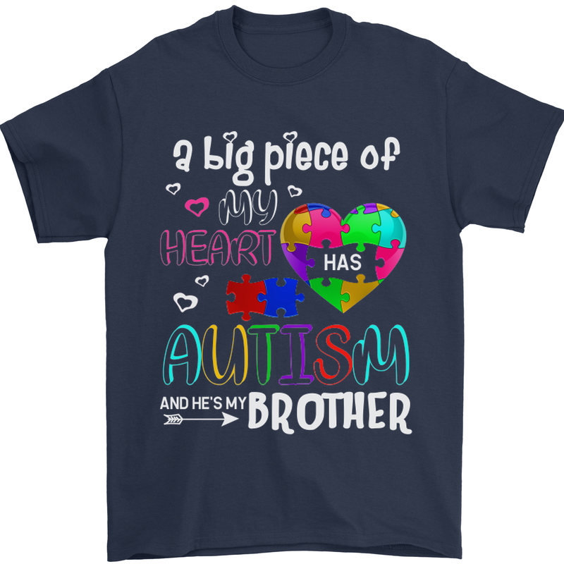 And He's My Brother Autistic Autism ASD Mens T-Shirt Cotton Gildan Navy Blue