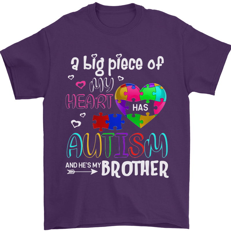 And He's My Brother Autistic Autism ASD Mens T-Shirt Cotton Gildan Purple