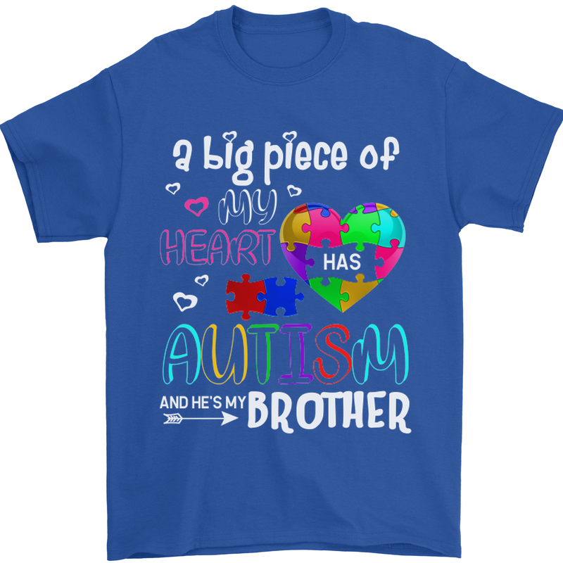 And He's My Brother Autistic Autism ASD Mens T-Shirt Cotton Gildan Royal Blue