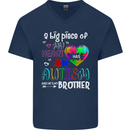 And He's My Brother Autistic Autism ASD Mens V-Neck Cotton T-Shirt Navy Blue