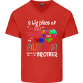 And He's My Brother Autistic Autism ASD Mens V-Neck Cotton T-Shirt Red