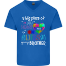 And He's My Brother Autistic Autism ASD Mens V-Neck Cotton T-Shirt Royal Blue